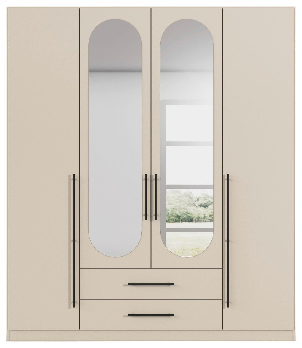 ŠATNÍ SKŘÍŇ S OTOČNÝMI DVEŘMI VERLORA, šířka 181 cm - černá/šampaňská, Konvenční, kov/kompozitní dřevo (181/210/54cm) - Mömax