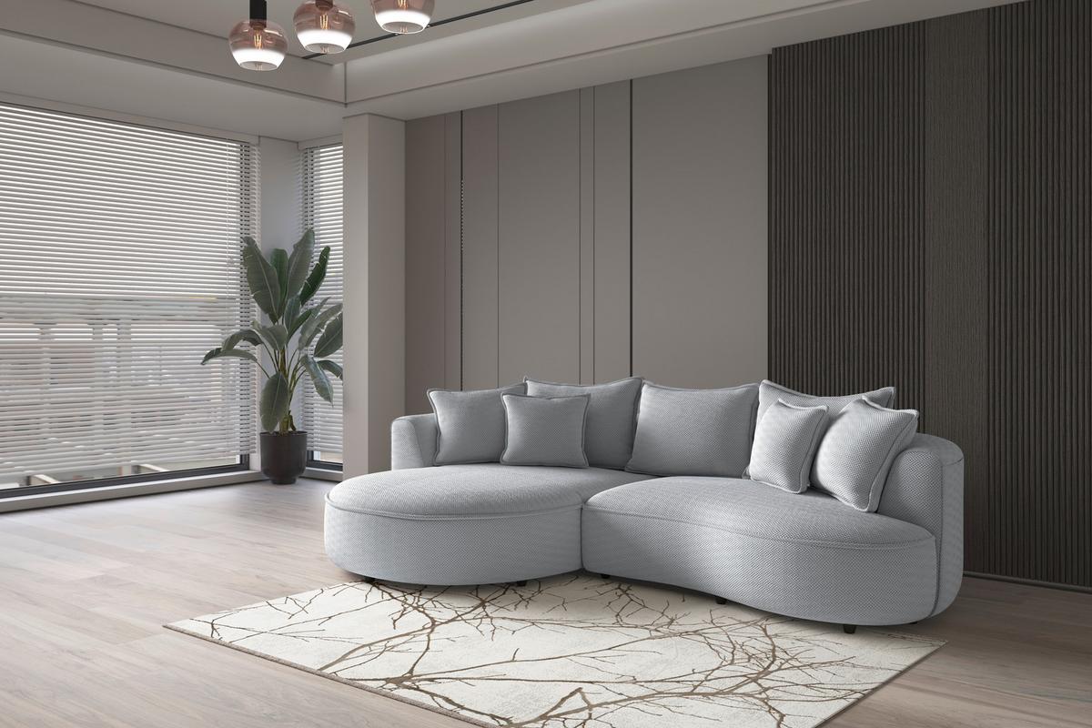 Ecksofa Levi - Grauweiß/Schwarz, MODERN, Textil (168/287cm)