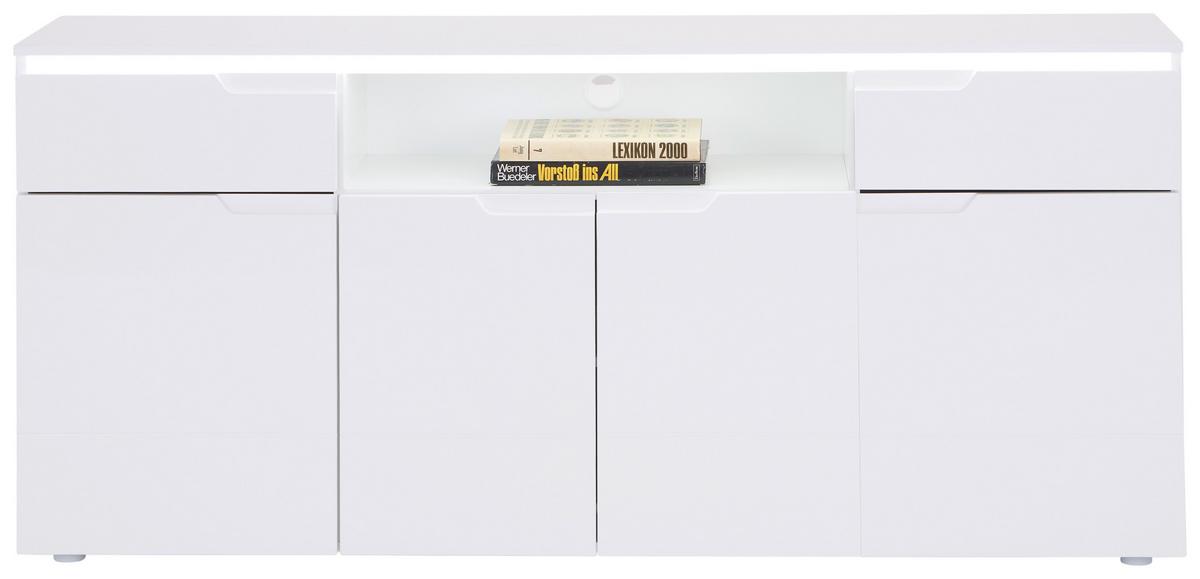 Kommode 180 cm Hilton, Weiß Hilton - Weiß Hochglanz/Weiß, MODERN, Holzwerkstoff (180/83,6/40cm)