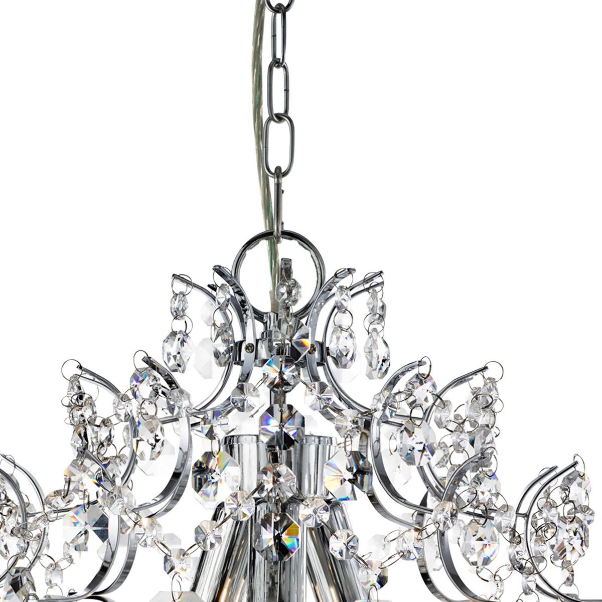 Kristall-Hängeleuchte Harrietta 7673-3cc - Chromfarben, Design, Glas/Metall (38/162cm)