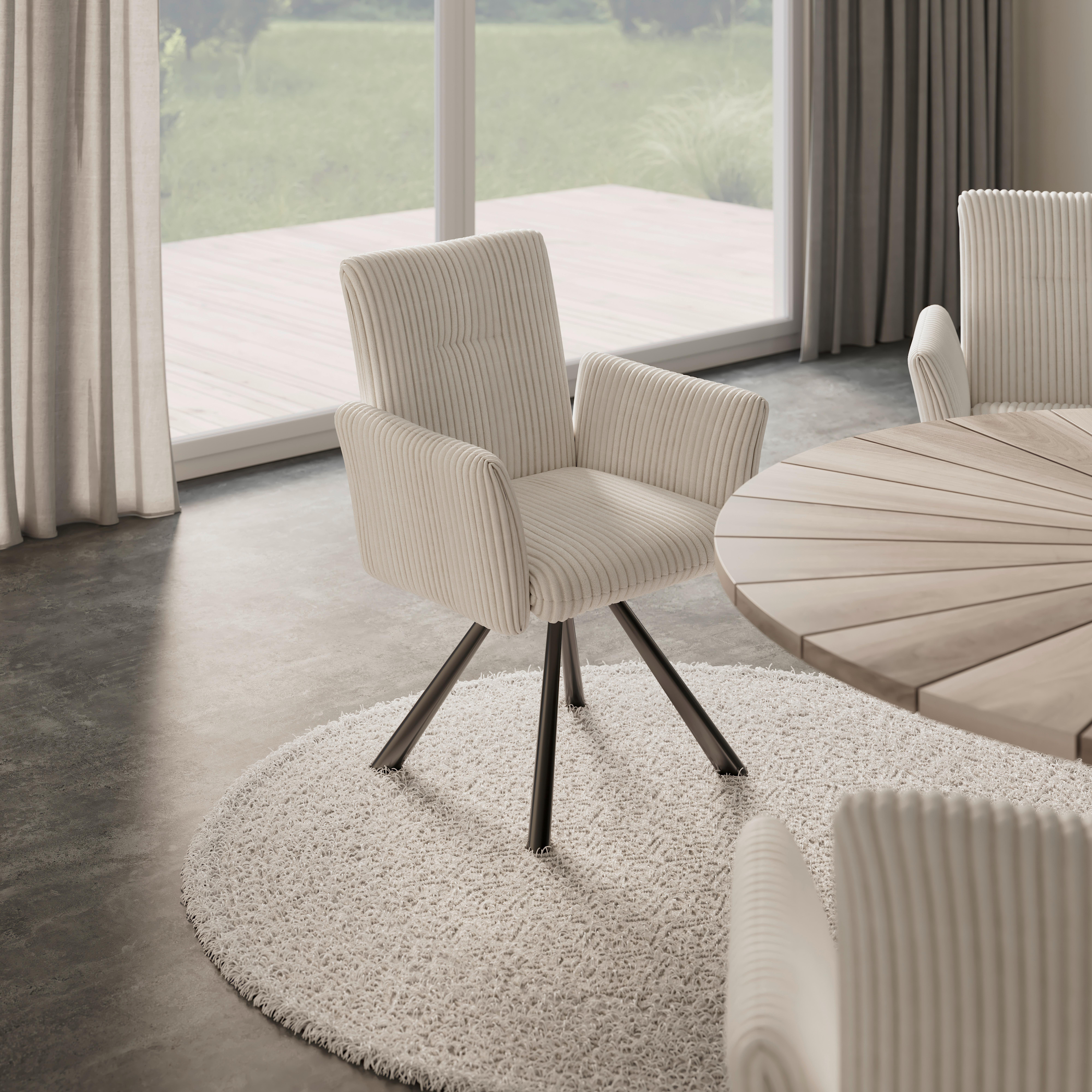 Trendy židle v béžové barvě - černá/béžová, Moderní, kov/textil (64/87/63cm) - Bessagi Home