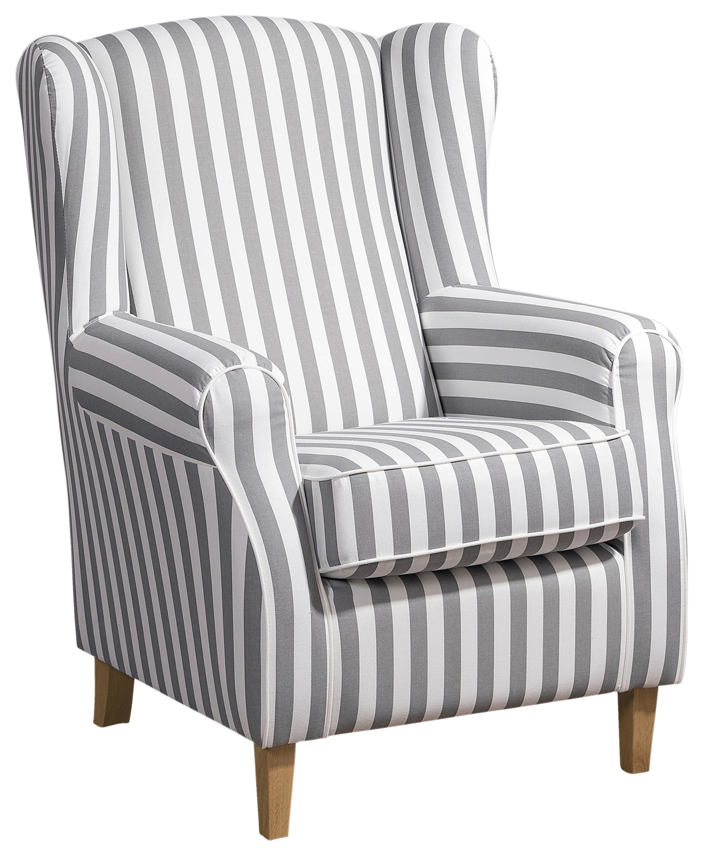 Ohrensessel Mit Armlehnen Lorris Weiß/hellbraun - Hellbraun/Eichefarben, KONVENTIONELL, Textil (77/103/86cm) - Max Winzer