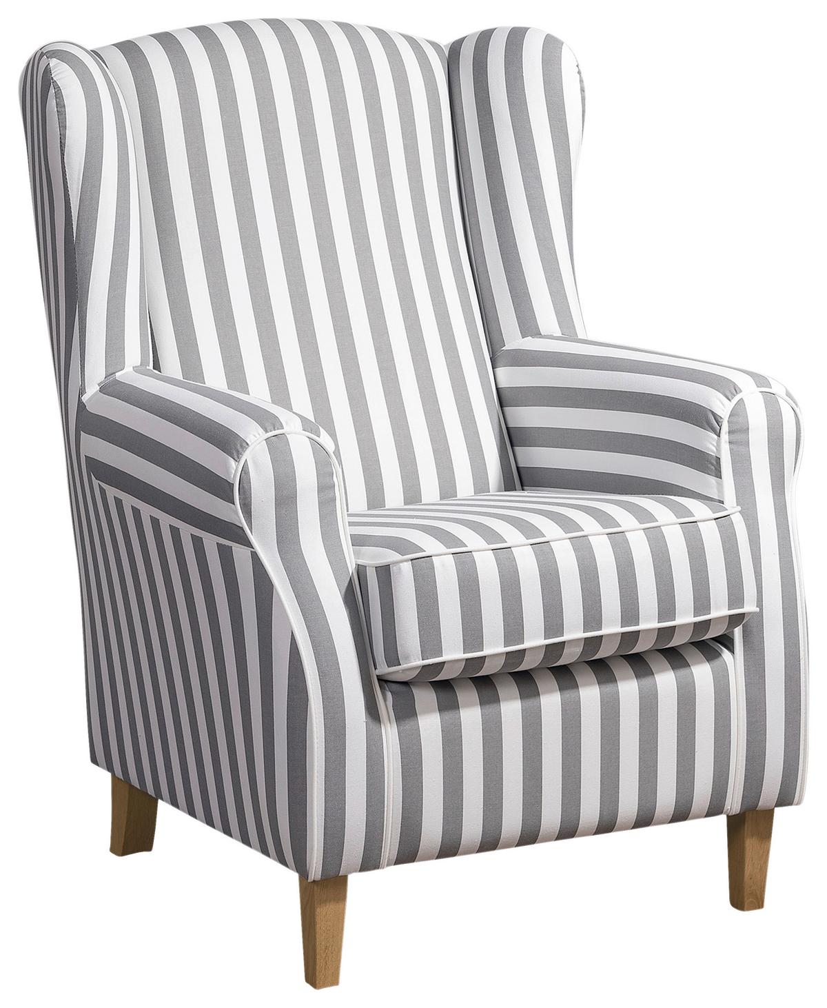 Ohrensessel mit Armlehnen Lorris Weiß/Hellbraun - Hellbraun/Eichefarben, KONVENTIONELL, Textil (77/103/86cm) - Max Winzer