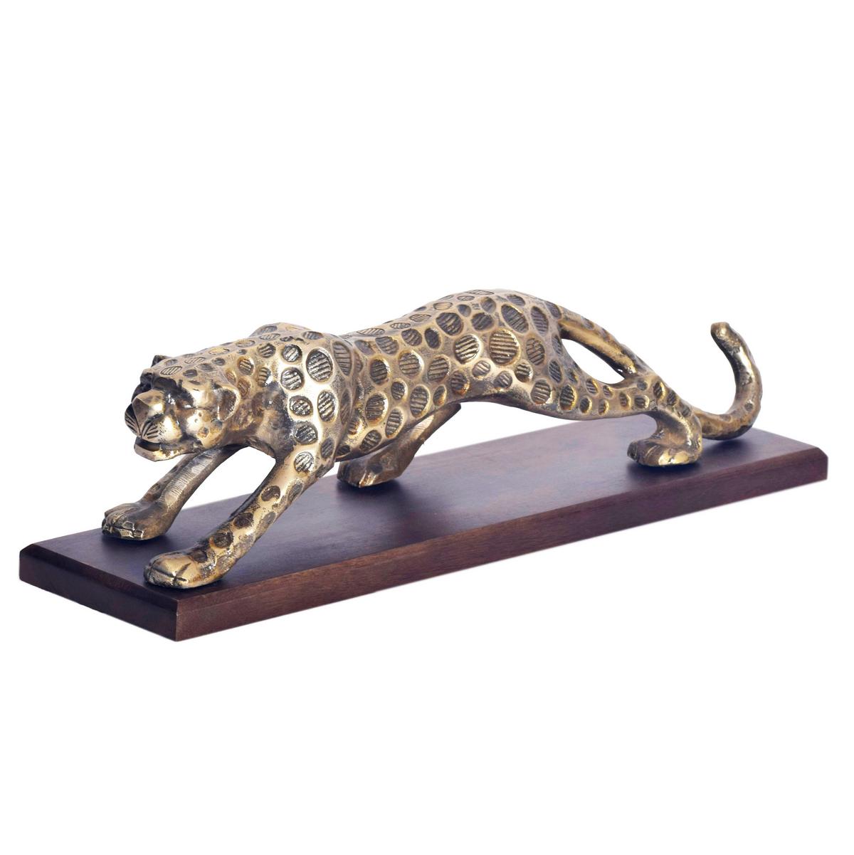 Dekotier Panther Goldfarben B: 63 cm - Goldfarben, Design, Metall (63/17,5/16cm) - Livetastic