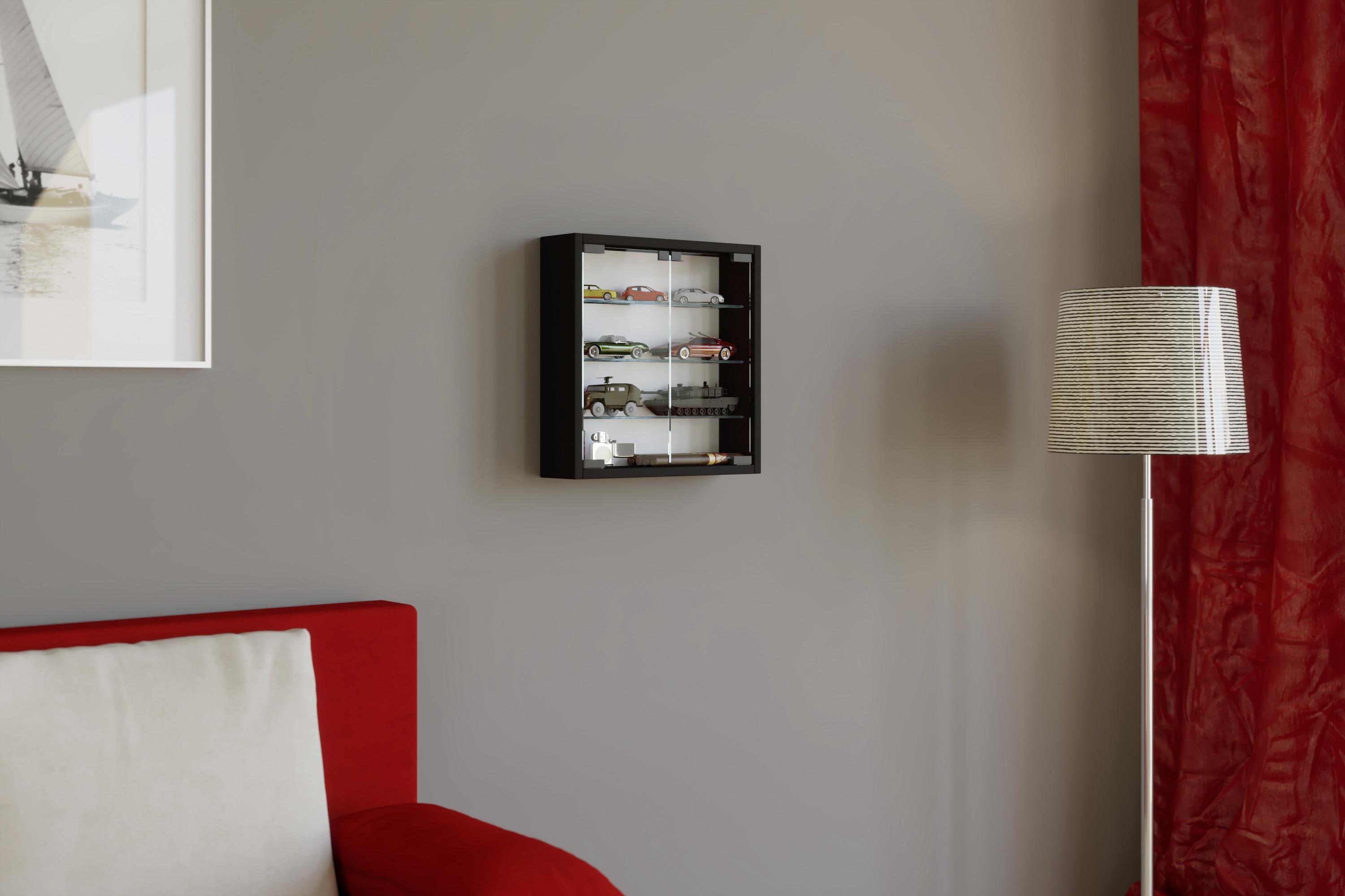 Závesná vitrína Mandosa S š: 40 cm čierna - čierna/číra, Konventionell, kompozitné drevo/plast (40/40/10cm) - MID.YOU