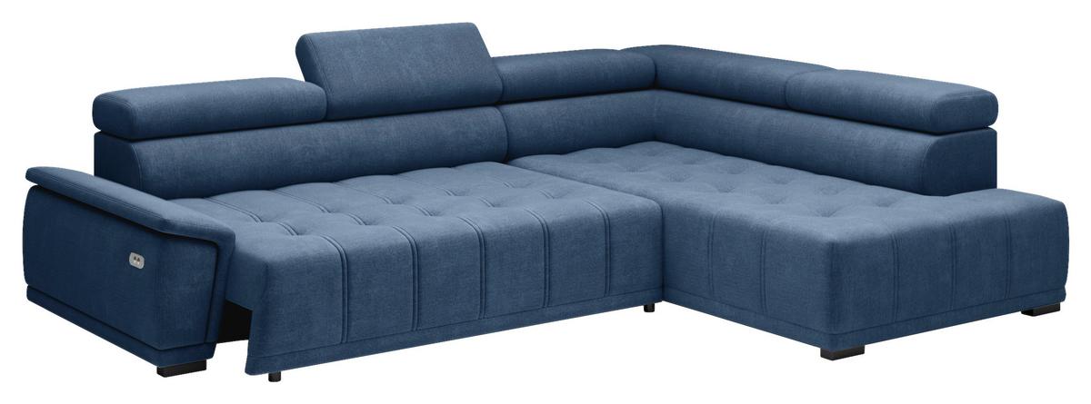 Rohová sedačka GRINALDI, pravá, tmavomodrá - čierna/tmavomodrá, Modern, textil/plast (283/106cm) - Premium Living