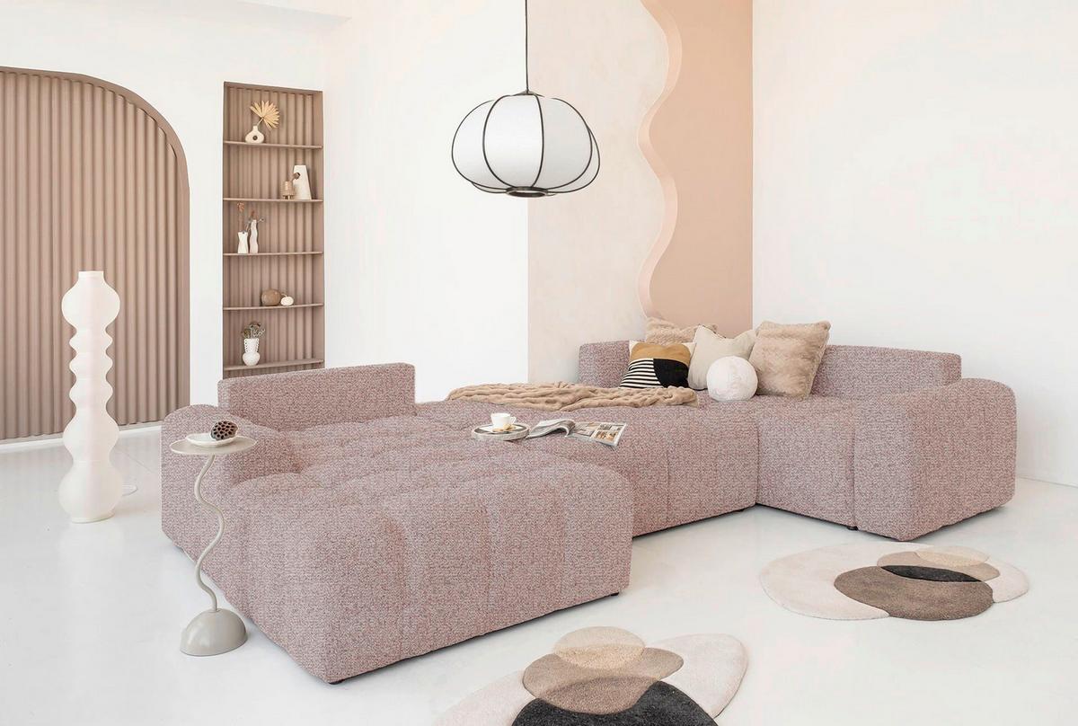 Wohnlandschaft Lulu Rot U: 184x333x213cm - Rot/Schwarz, Design, Textil (184/333/213cm) - MID.YOU