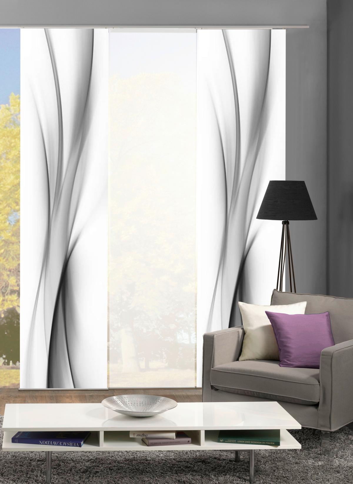 Flächenvorhang 3er Set Rochelle - Dunkelgrau/Hellgrau, Design, Textil (60/245cm) - Schmidt W. Gmbh