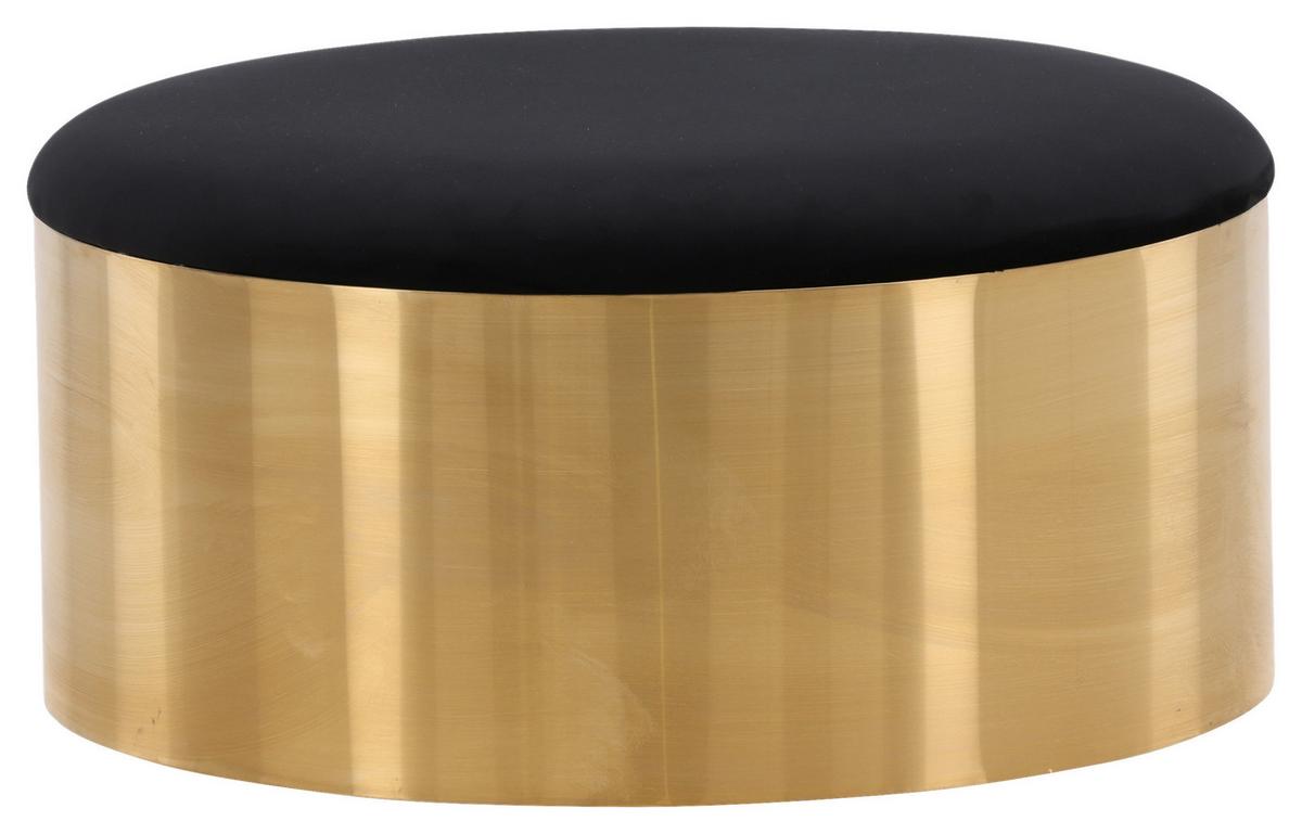 Hocker Puff - Goldfarben/Schwarz, Design, Textil/Metall (45/46/45cm) - Livetastic