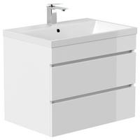 SKŘÍŇKA S UMYVADLEM FELLINI - bílá/vysoce lesklá bílá, Basics, kompozitní dřevo/kámen (70cm) - MID.YOU