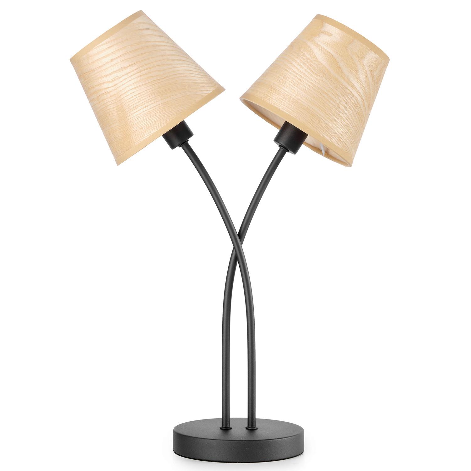 Tischleuchte 5067/Lg - Eichefarben/Schwarz, KONVENTIONELL, Textil/Metall (36/15/50cm)