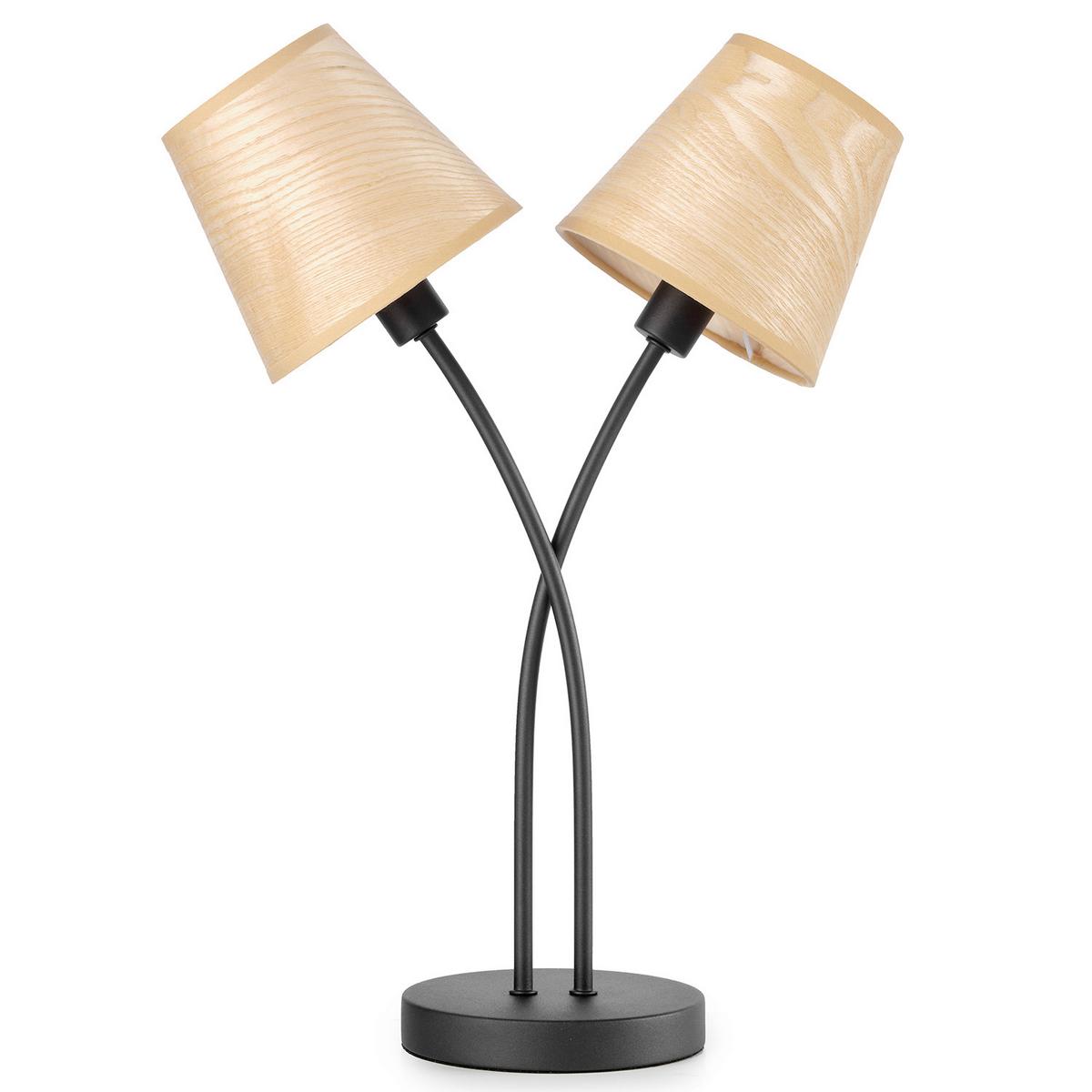 Tischleuchte 5067/Lg - Eichefarben/Schwarz, KONVENTIONELL, Textil/Metall (36/15/50cm)