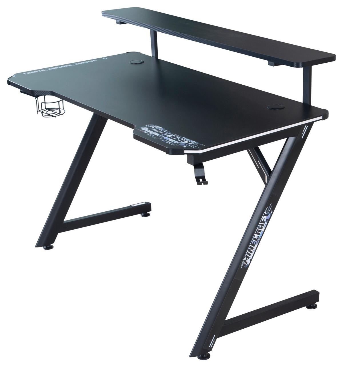 Gamingtisch Minecraft - Schwarz, MODERN, Holzwerkstoff/Metall (120/60/89,5cm) - Minecraft