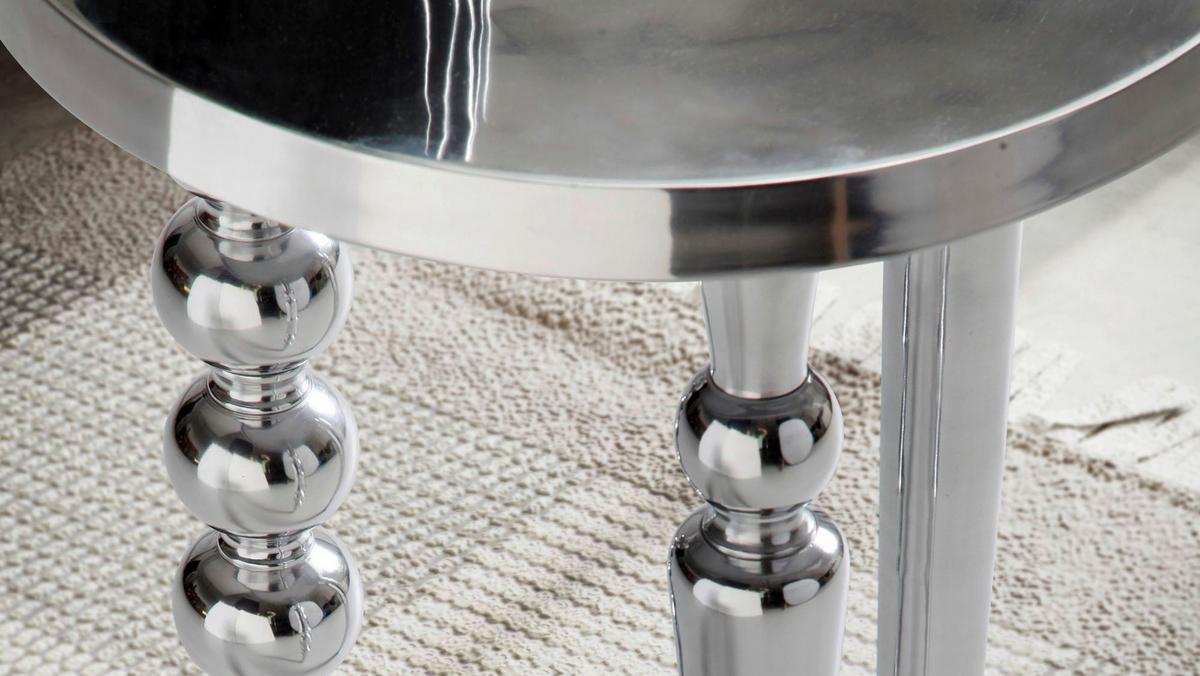 Beistelltisch Aluminum Silberfarben D: 44cm - Silberfarben, Design, Metall (44/63cm) - MID.YOU