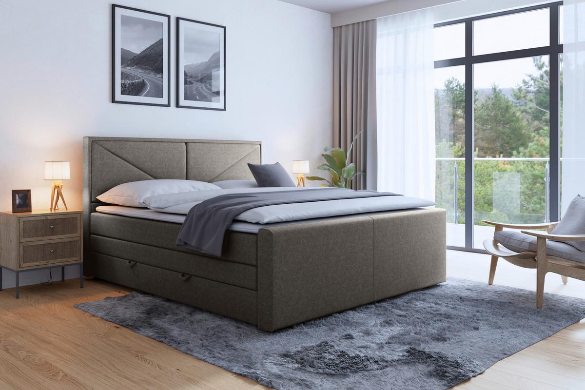 Boxspringbett Mit Bettkasten Lima 180x200 Cm Silberfarben - Silberfarben/Schwarz, MODERN, Karton/Holzwerkstoff (180/200cm) - MID.YOU