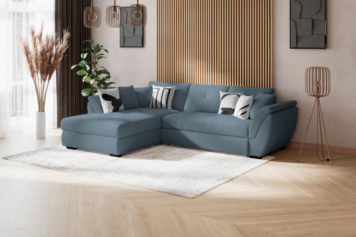 Rohová sedačka BERISSO, ľavá, modrá - modrá/čierna, Konventionell, textil/plast (187/278cm) - Ondega