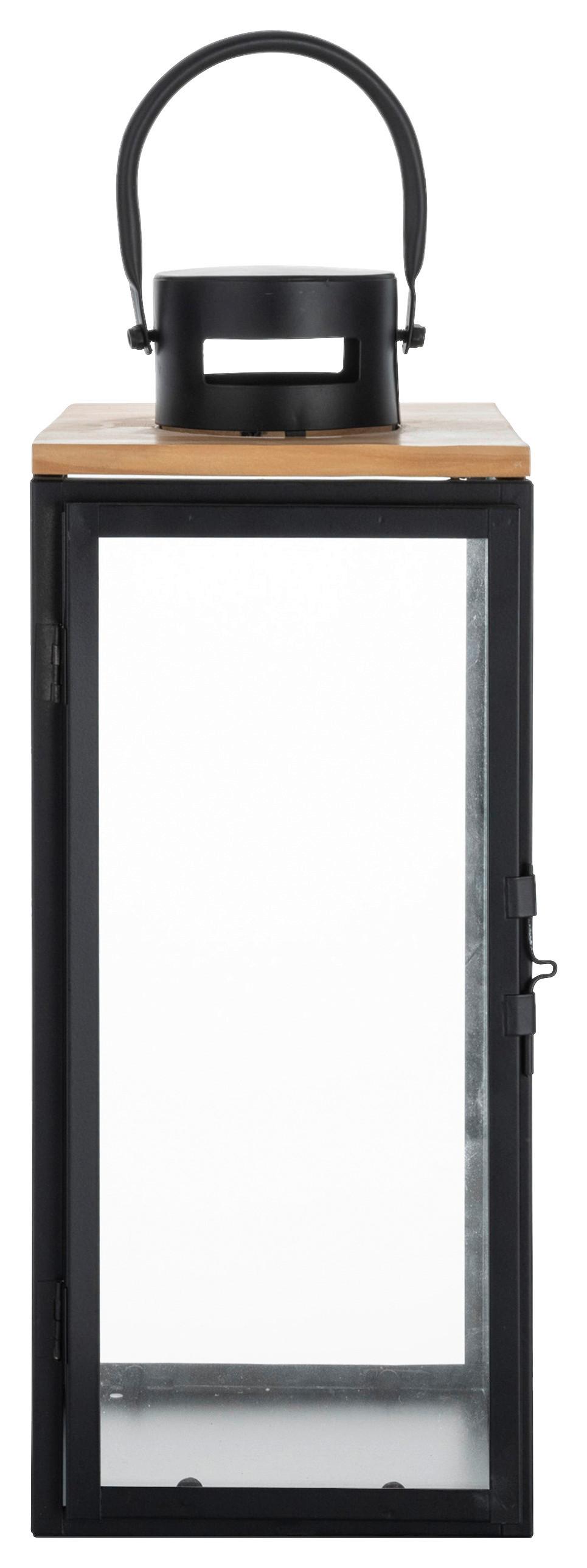 Lampáš Pure, výška: 39,5cm - čierna, kov/kompozitné drevo (16/39,5/17cm) - Premium Living