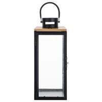 Lucerna Pure, výška: 39,5cm - černá, kov/kompozitní dřevo (16/39,5/17cm) - Premium Living