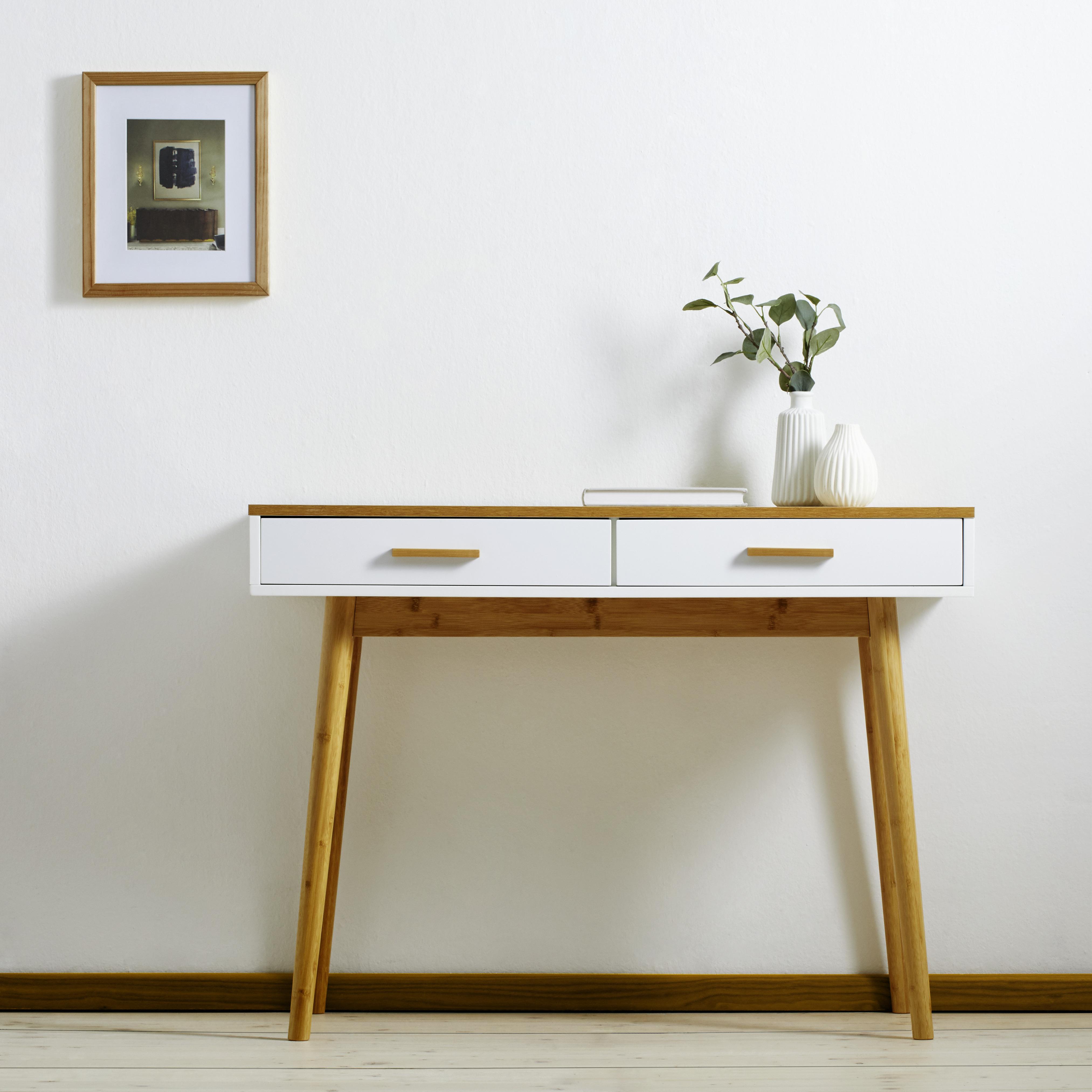 Schreibtisch teilmassiv B: 100cm H: 73,5cm Aarhus Weiß - Naturfarben/Weiß, LIFESTYLE, Holz/Holzwerkstoff (100/73,5/45cm) - MID.YOU