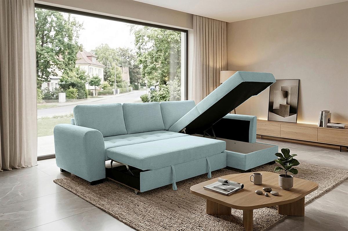 Ecksofa John Graugrün S: 239x178 cm - Schwarz/Grasgrün, Trend, Textil (239/178cm)