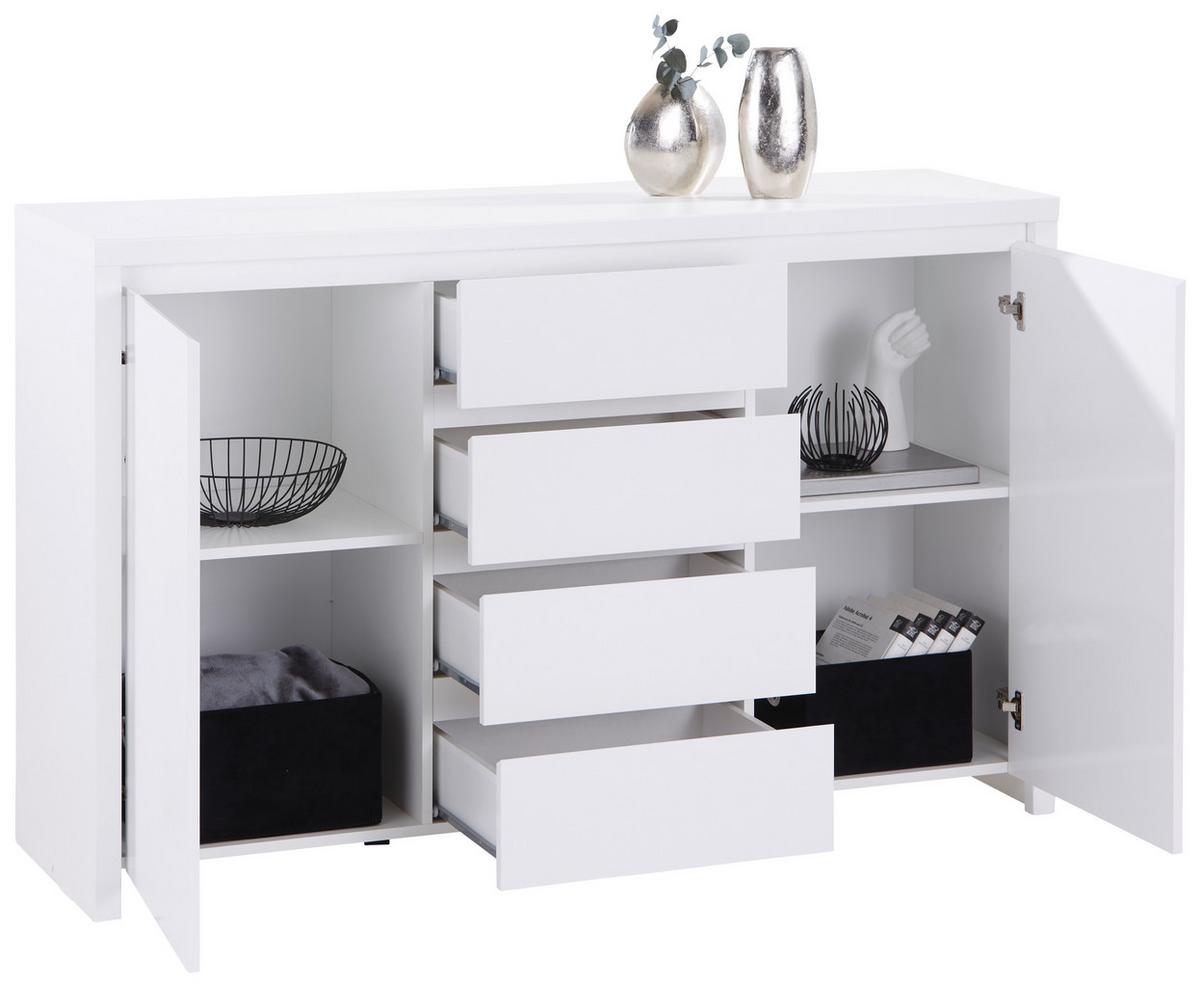 Kommode B: 143 cm Mit 2 Türen Larios, Weiß - Weiß, MODERN, Holzwerkstoff (143/91/40cm)