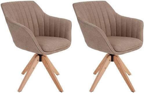 Armlehnstuhl-Set 2er Belluno Greige drehbarerer Sitzfläche - Greige/Eichefarben, MODERN, Holz/Textil (60/88/57,5cm) - MID.YOU
