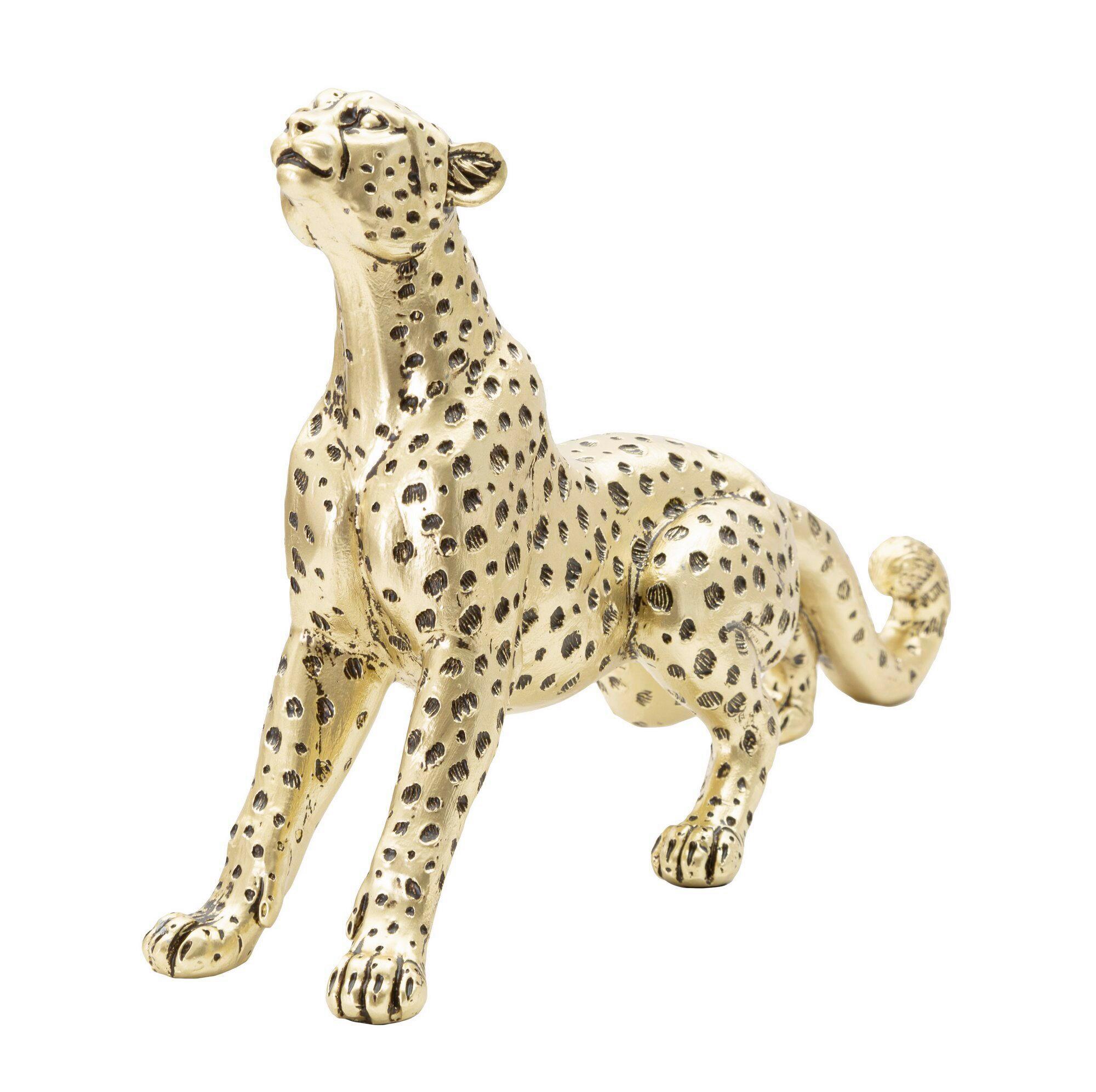 Skulptur Leopart Point Seat Goldfarben, Schwarz, B: 33 cm