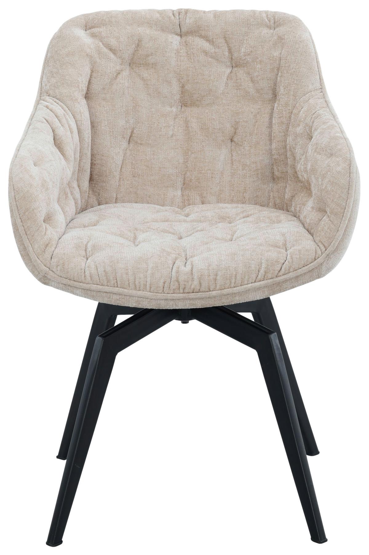 Armlehnstuhl Avegno Beige/Schwarz B: 59,5 cm - Beige/Schwarz, MODERN, Textil/Metall (59,5/84/63,5cm) - Livetastic