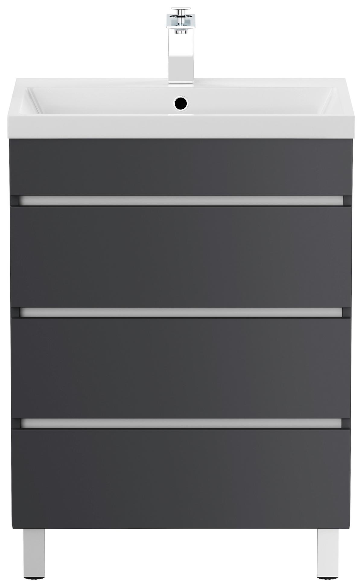 WASCHTISCHKOMBI Fellini Graphitfarben B: 70cm - Graphitfarben/Weiß, Basics, Holzwerkstoff/Stein (70cm) - MID.YOU