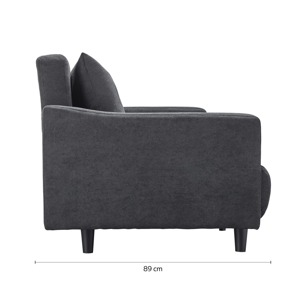 Malá rozkladacia pohovka SANDRO tmavosivá - čierna/tmavosivá, Modern, drevo/textil (175/76/89cm) - Bessagi Home