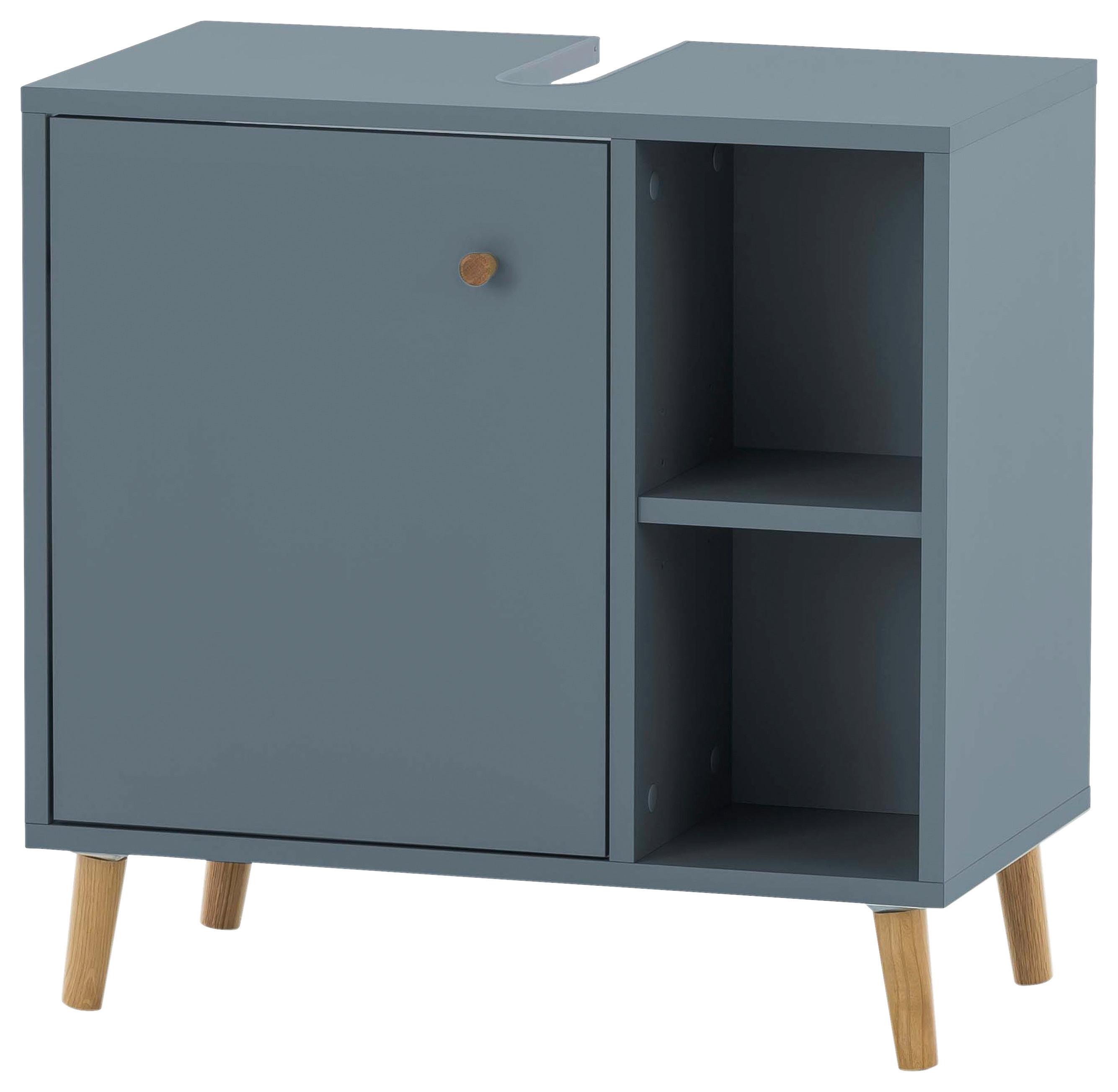 Waschbeckenunterschrank Bjarne B: 60,2 cm Blau/Eiche - Blau/Petrol, MODERN, Holzwerkstoff (60,2/59,3/33,1cm) - MID.YOU