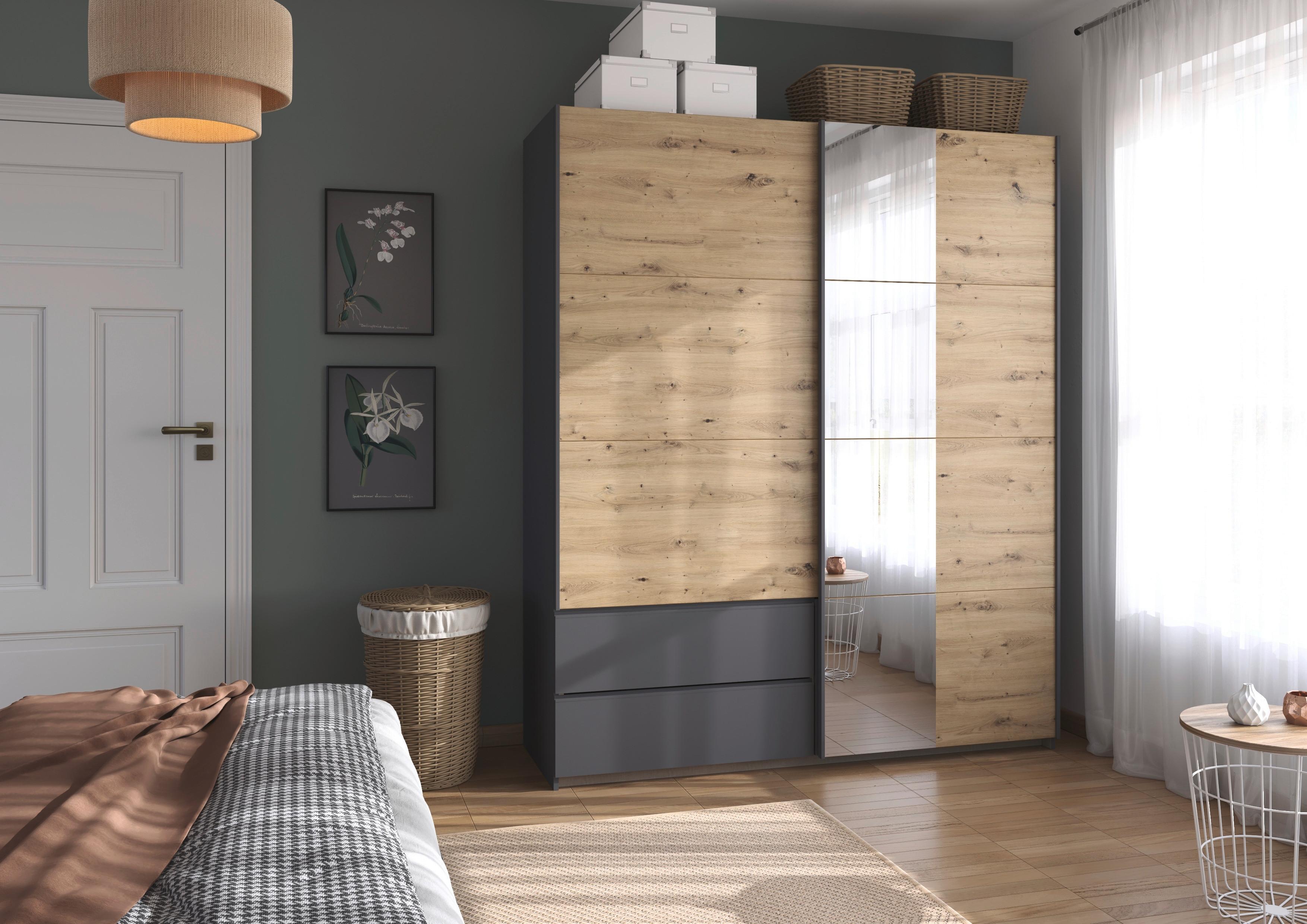 Schwebetürenschrank Stoke Grau Eiche Artisan Dekor - Eiche Artisan/Grau, MODERN, Holzwerkstoff (175/210/59cm) - Rauch Möbel