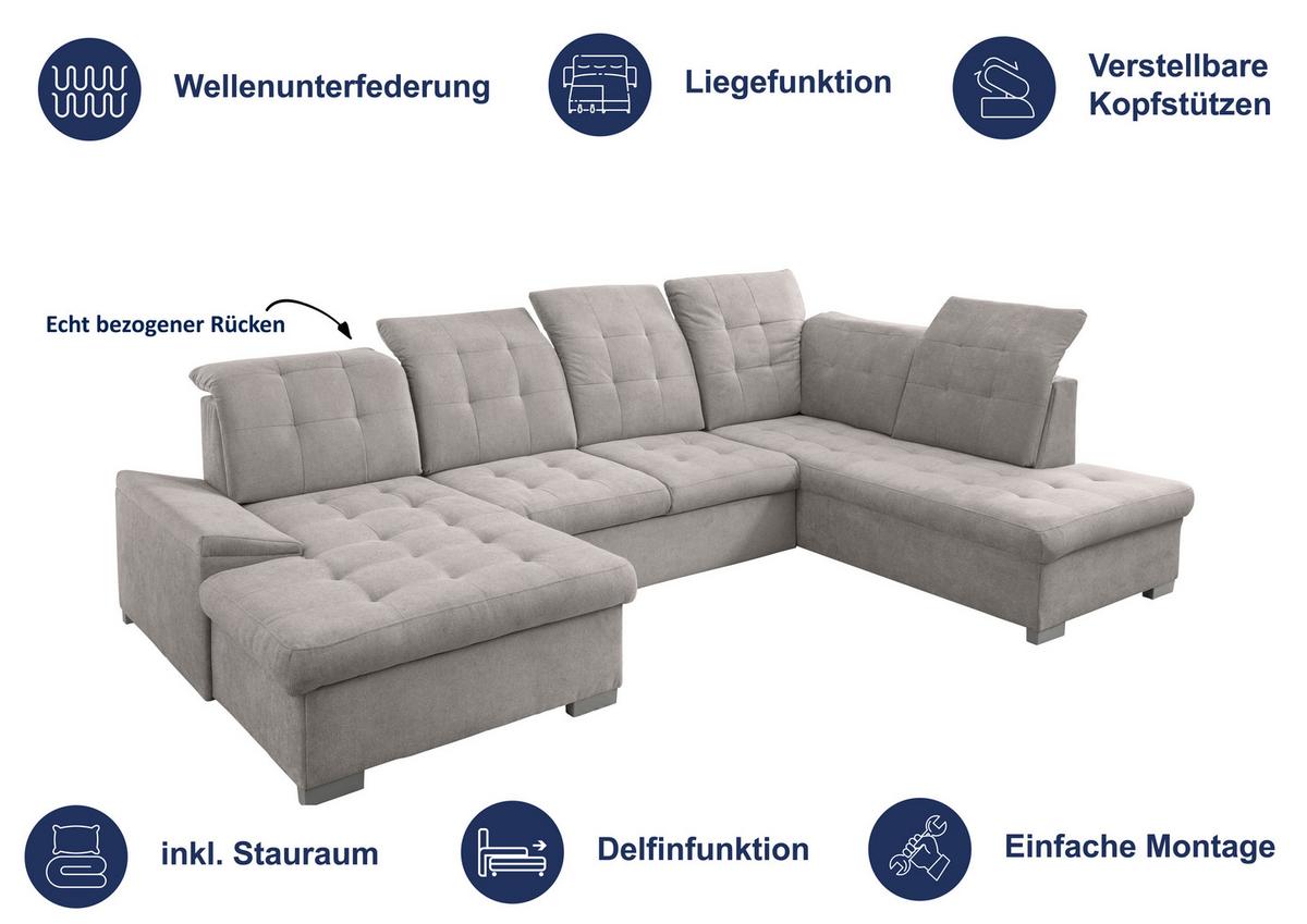 Wohnlandschaft Zira Dunkelgrün U: 169x330x212cm - Chromfarben/Dunkelgrün, MODERN, Textil (169/330/212cm) - Livetastic