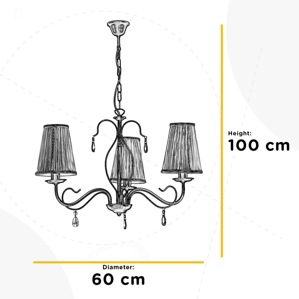 Kronleuchter Delia Cognac L: 60 cm 6w - Cognac, KONVENTIONELL, Glas/Textil (60/60/100cm)