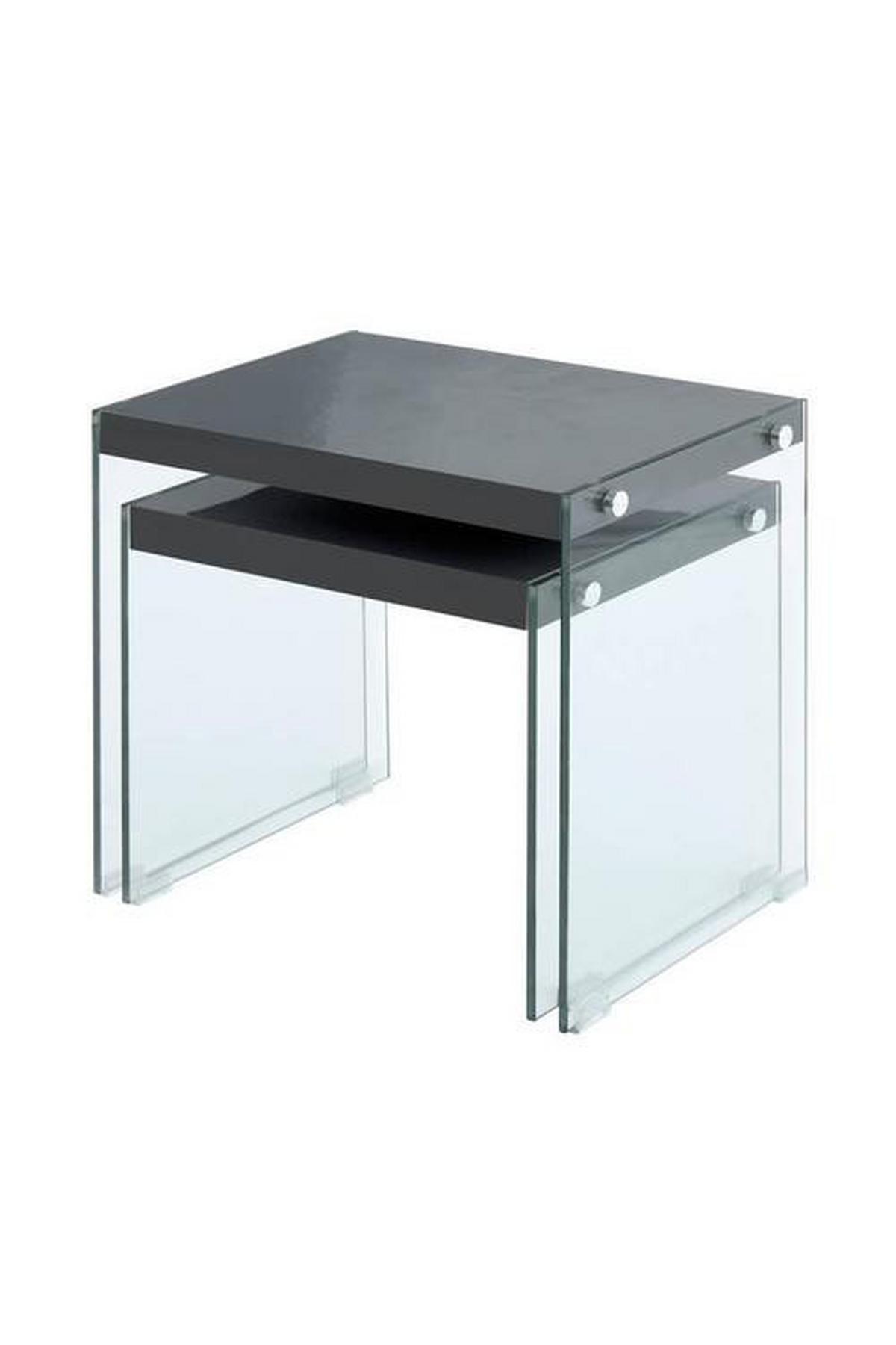 Beistelltisch 2er-set Elementary Glas, Schwarz - Klar/Schwarz, Basics, Glas/Holzwerkstoff - Kayoom