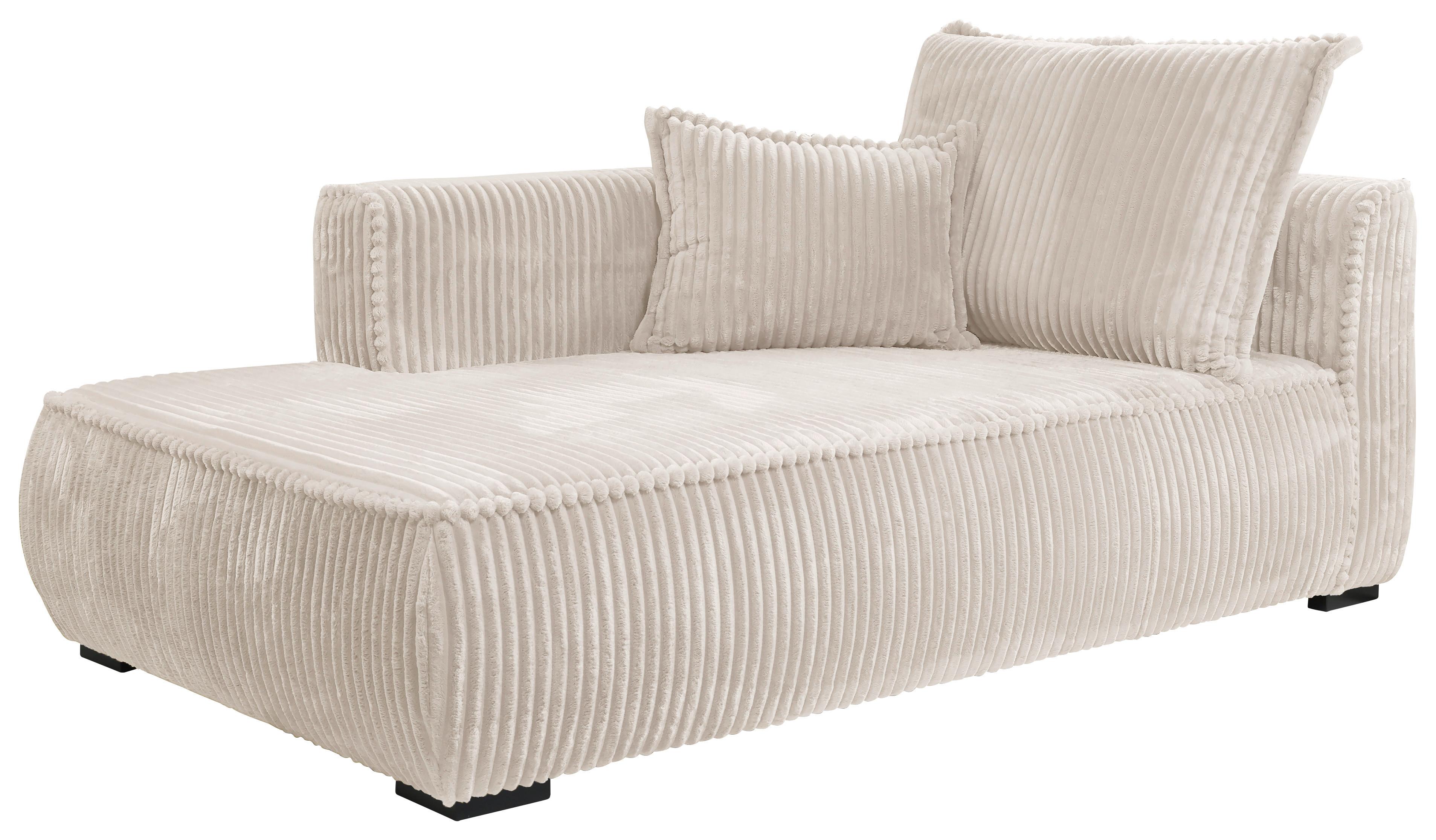 Recamiere Modena links Inkl. Kissen, Creme, B: 208 cm - Creme/Schwarz, Design, Textil (207/75/121cm) - MID.YOU