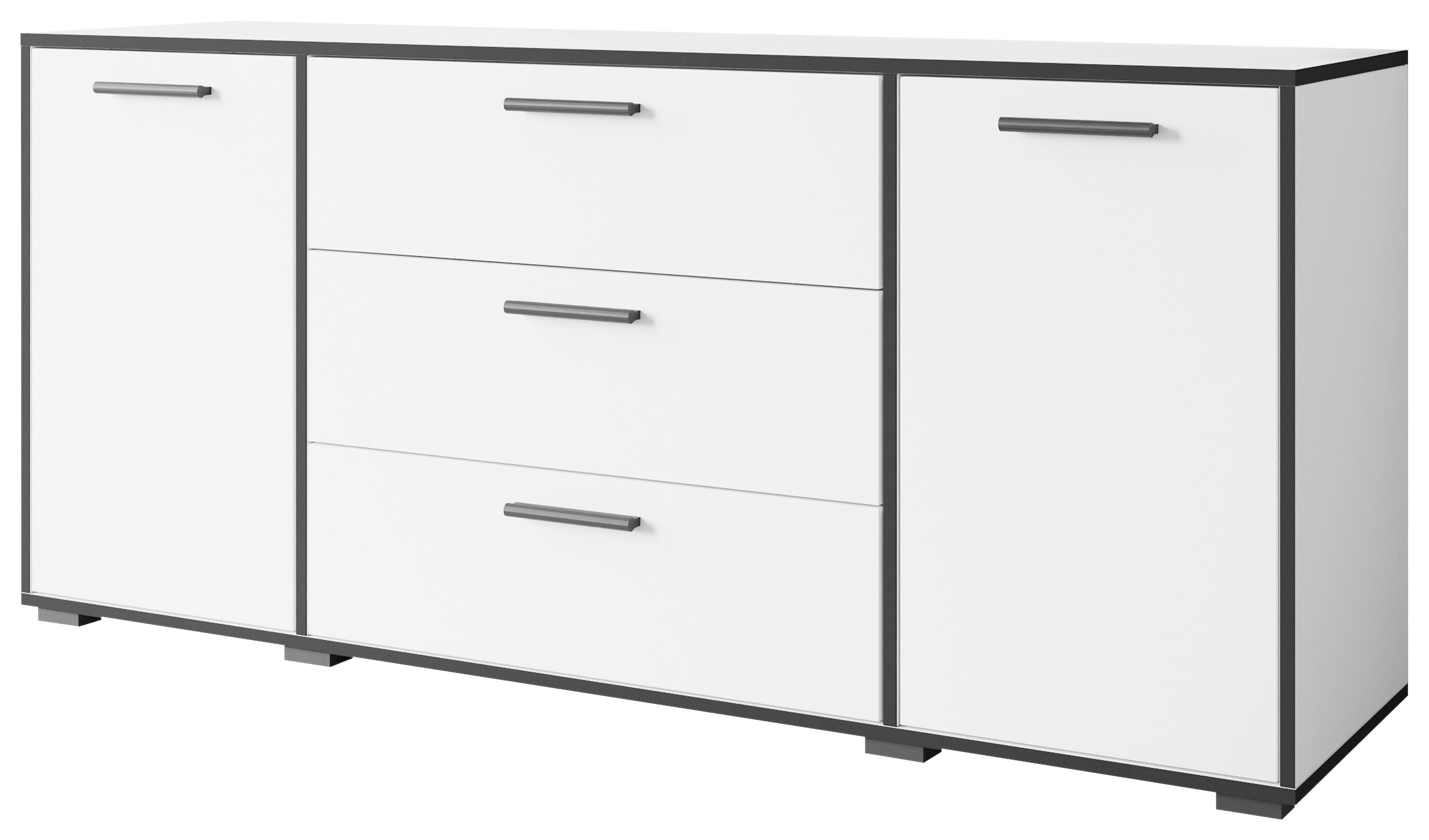 Sideboard Bogota Weiß/Graphitfarben B: 150cm - Weiß Hochglanz/Graphitfarben, Basics, Holzwerkstoff (150/68/40cm) - P & B