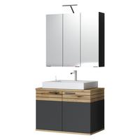 Badezimmer Cotia Cotlu Eiche Dekor/Anthrazit 3-teilig - Eichefarben/Anthrazit, MODERN, Holzwerkstoff (80/187,6/48cm) - James Wood