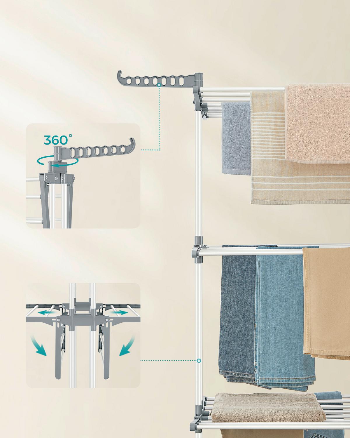 Wäschetrockner Grau/weiß B: 76 Cm - Weiß/Grau, Basics, Kunststoff/Metall (76/173/49cm)