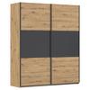 Schwebetürenschrank Neo Grau Eiche Artisan Dekor - Alufarben/Eiche Artisan, MODERN, Holzwerkstoff (175/210/59cm) - Rauch Möbel