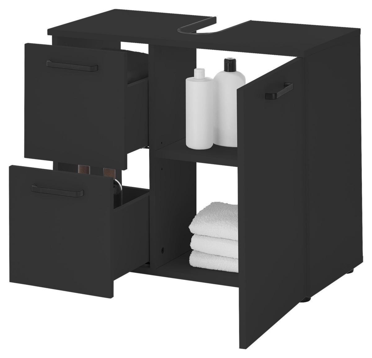 Waschbeckenunterschrank Vanice B: 70 cm Schwarz - Schwarz, MODERN, Holzwerkstoff (70/60/35cm) - MID.YOU