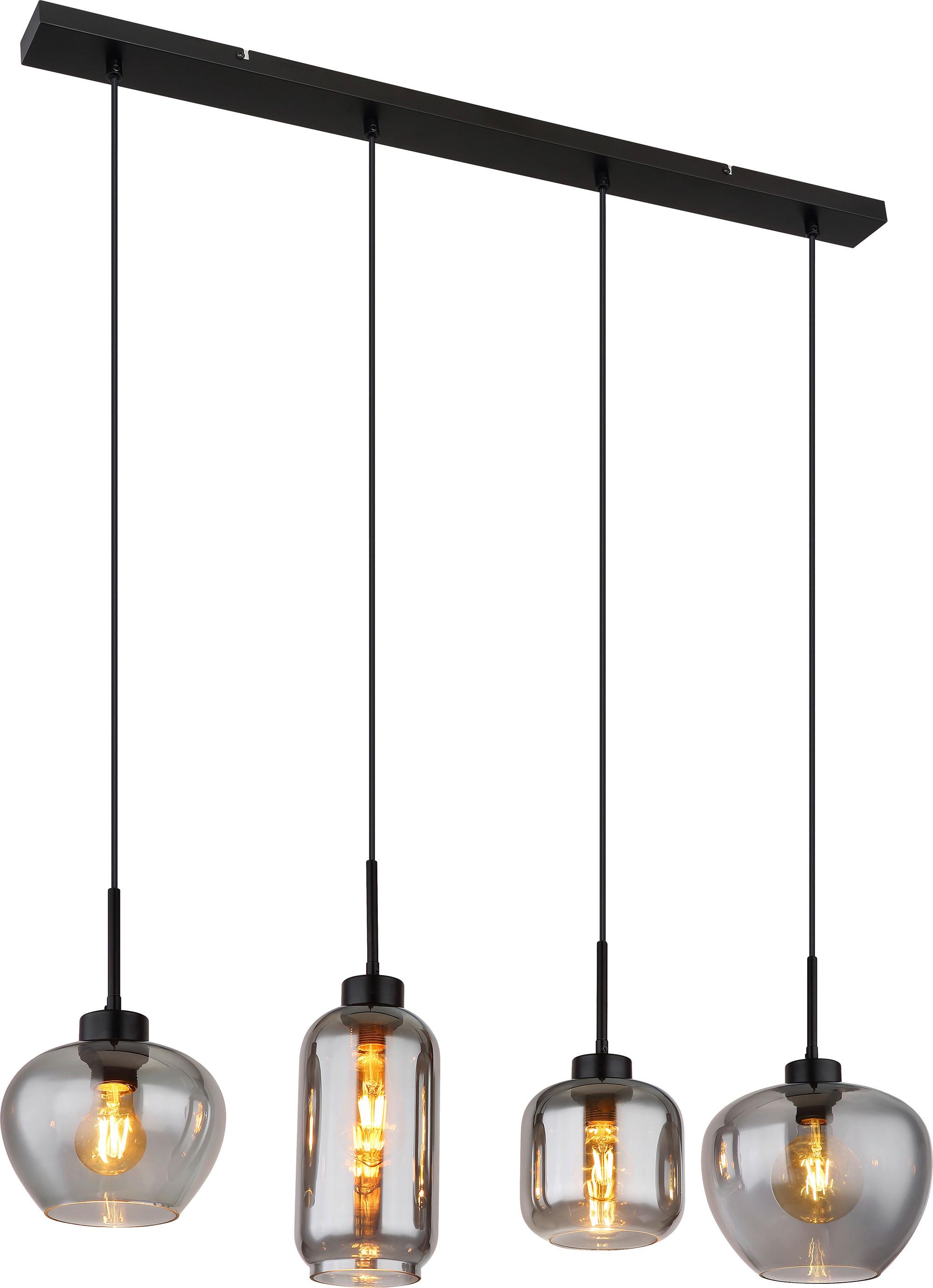 Hängeleuchte Lola H: 120 Cm 4-Flammig - Schwarz, ROMANTIK / LANDHAUS, Glas/Metall (99,5/24/120cm) - James Wood