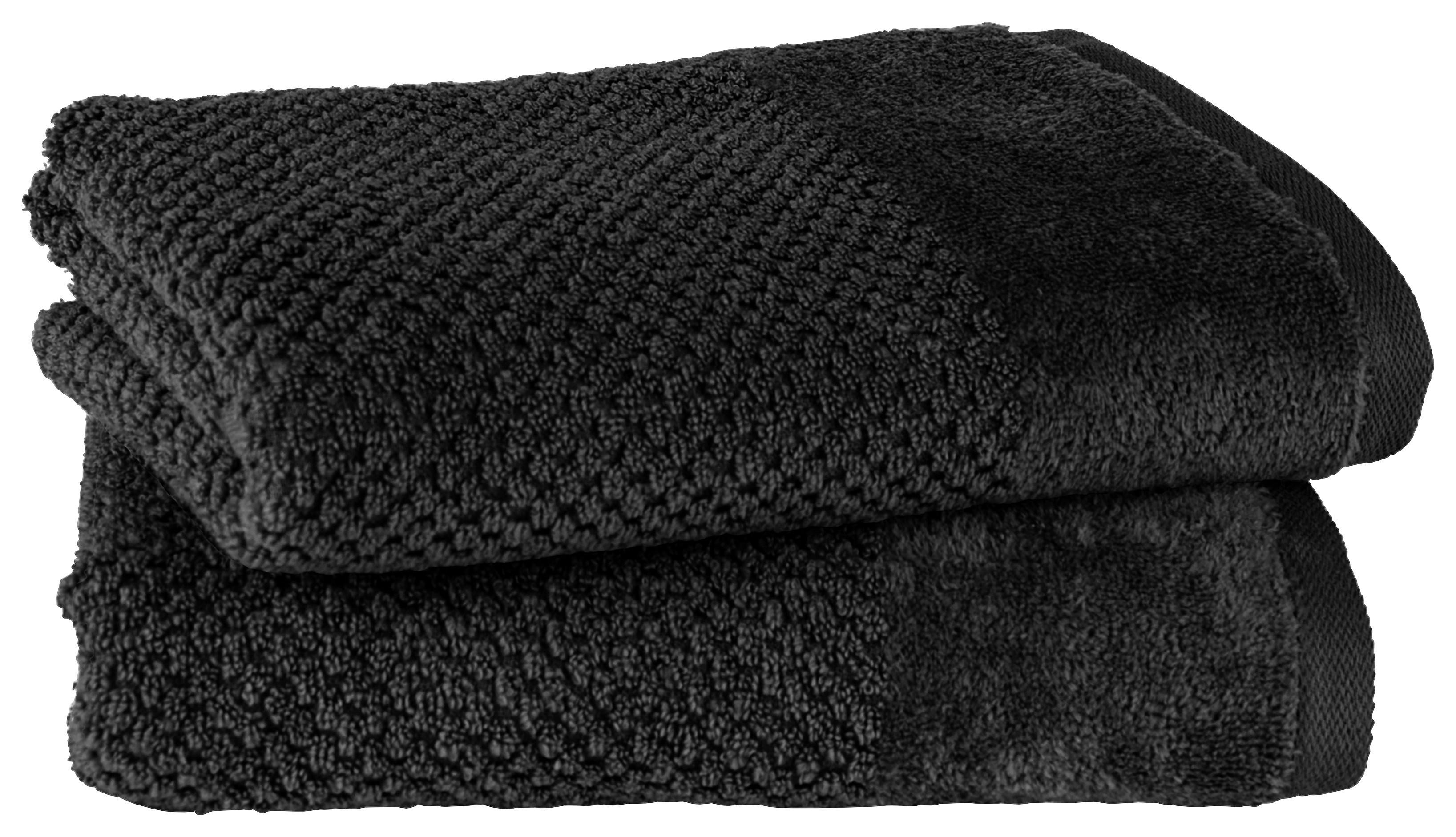 HANDTUCHSET Popcorn 2er Set Schwarz - Schwarz, Basics, Textil (50/100cm)