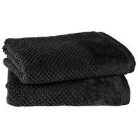 HANDTUCHSET Popcorn 2er Set Schwarz - Schwarz, Basics, Textil (50/100cm)