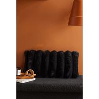 KOŽEŠINOVÝ POLŠTÁŘ MOKA CUSHION REGLISSE - černá, textil (30/60cm)