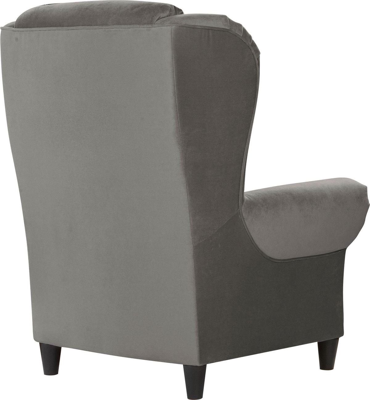 Ohrensessel Baron Grau B: 94 cm - Schwarz/Grau, Design, Textil (94/112/92cm) - MID.YOU