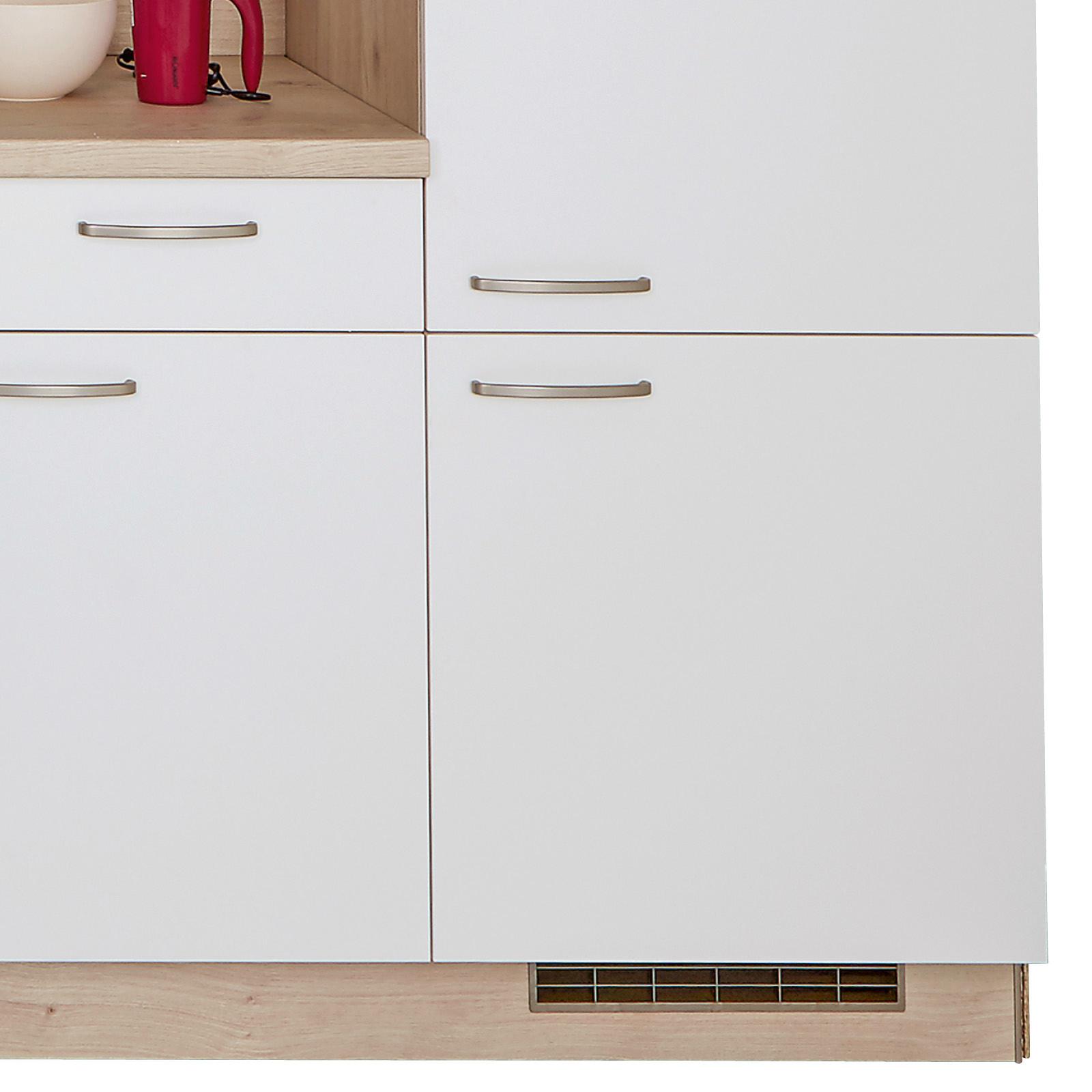 Küchenzeile Win/Plan Mit Geräten 280cm Grau/Eiche Dekor - Basics, Holzwerkstoff (280cm) - Express