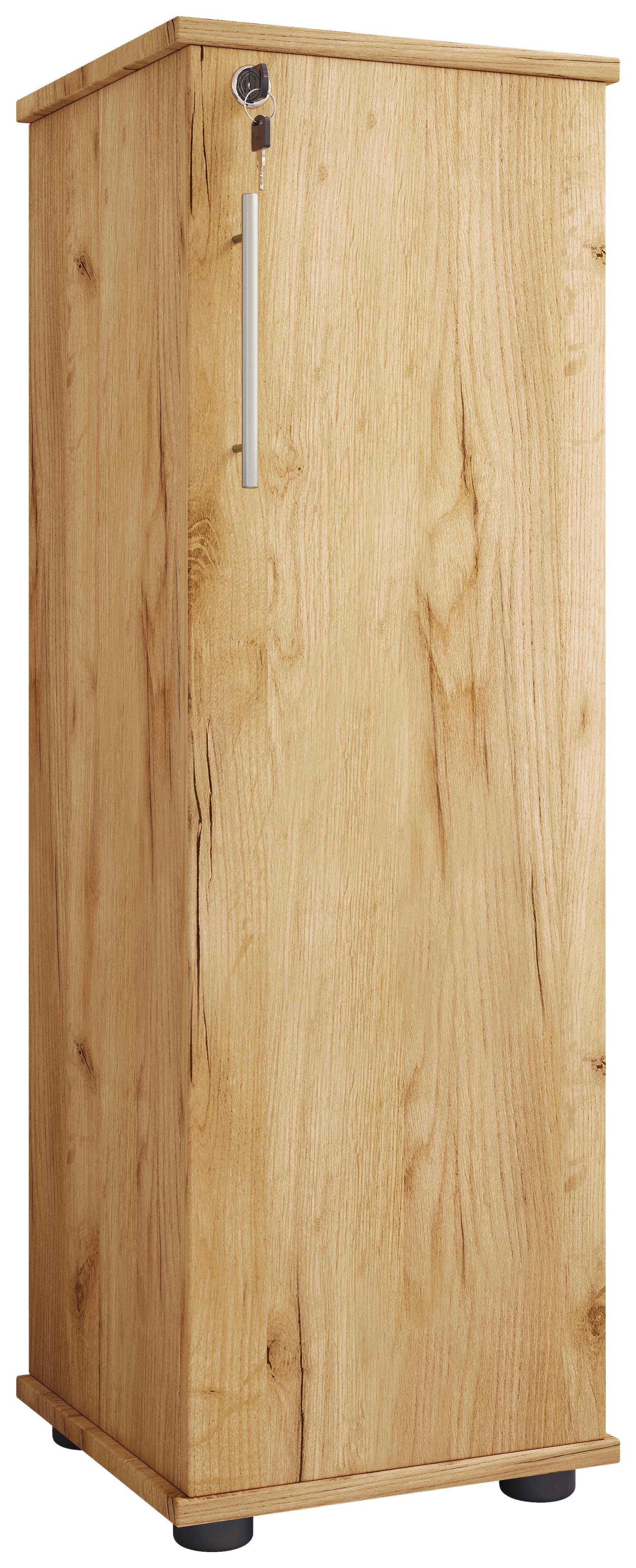 CD-Regal Engalo Eiche Dekor B: 31 cm - Honigeiche/Schwarz, Design, Holzwerkstoff (31/93/31cm) - MID.YOU