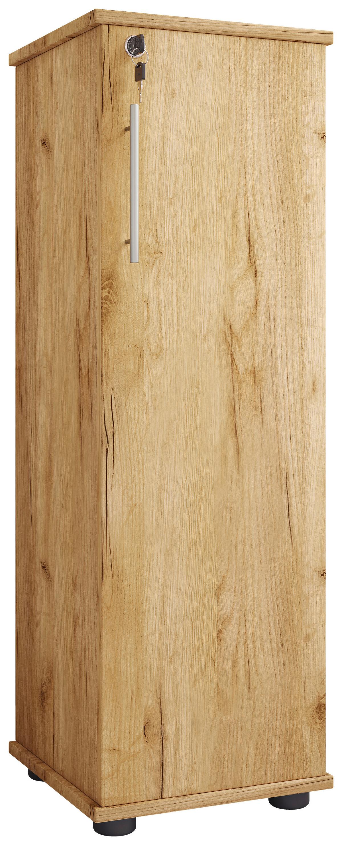 CD-Regal Engalo Eiche Dekor B: 31 cm - Honigeiche/Schwarz, Design, Holzwerkstoff (31/93/31cm) - MID.YOU