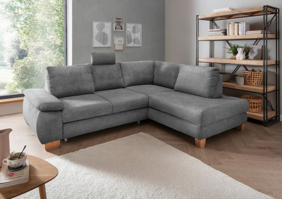 Eckschlafsofa Positano, Grau S: 261x206 Cm - Wildeiche/Grau, MODERN, Textil (261/206cm) - Livetastic